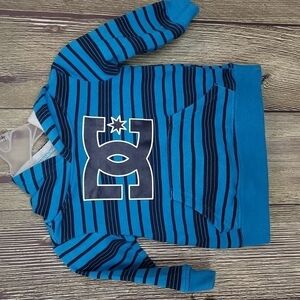 Boys DC Star Hoodie Sweatshirt Sz 12M Aqua Blue Black Striped